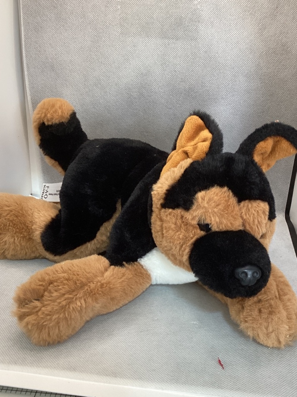 FAO Schwarz Plush German Shepherd Dog Black Tan Stuffed Animal 12” Soft Toy